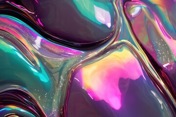 Macro of colorful oil bubble surfaces