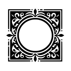 Ornate Black & White Floral Frame for Invitations, Logos, Design