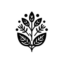 Minimalist Botanical Emblem in Black and White