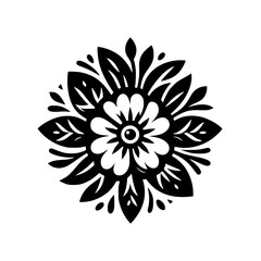 Elegant Black & White Floral Mandala Design for Decoration & Branding
