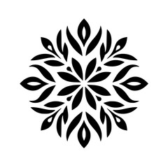 Black and White Floral Mandala Design, Minimalist Style