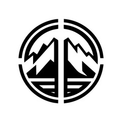 Mountain Peak Badge Logo: Modern Black and White Emblem Design