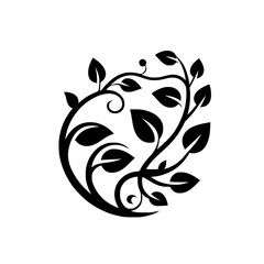 Elegant Black and White Floral Vine Logo Design