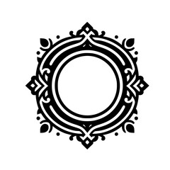 Ornate Black & White Circular Frame Design Element