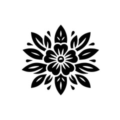 Black Floral Ornament on White: Minimalist Botanical Design