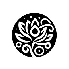 Elegant Black and White Lotus Flower Logo Design