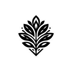 Elegant Black Floral Logo Design on White Background