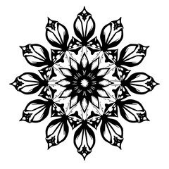 Intricate Black and White Floral Mandala Design on Textured Background