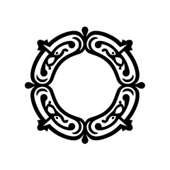 Decorative Circular Frame, Black and White, Elegant Pattern
