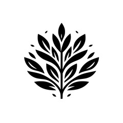 Minimalist Leafy Logo: Black & White Design, Organic & Modern