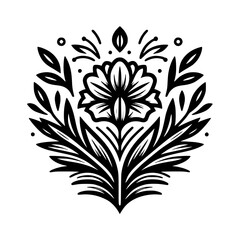 Elegant Black and White Floral Design Element for Branding & Decor
