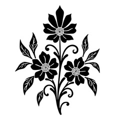 Elegant Black Floral Arrangement: Minimalist Silhouette Design