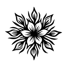 Black and White Floral Mandala Design - Elegant and Symbolic