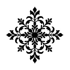 Ornate Black Floral Design on White Background - Decorative Element