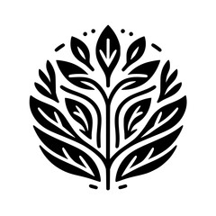 Minimalist Black and White Botanical Emblem Design