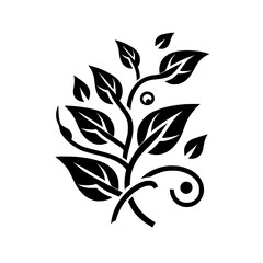 Black and White Floral Vector Design, Minimalist Plant Illustration