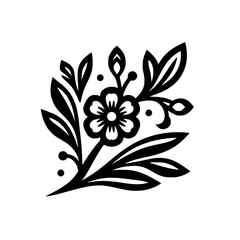 Black and White Floral Ornament, Decorative Vector Design