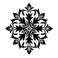 Elegant Black Floral Ornament Vector on White Background