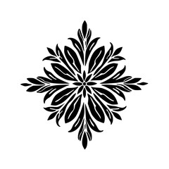 Elegant Floral Mandala: Black & White Botanical Design