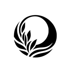 Minimalist Black and White Floral Emblem