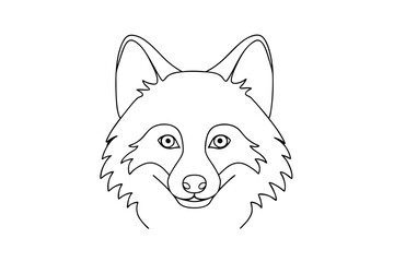 Fox head outline illustration simple and clean line art design animal portrait black and white