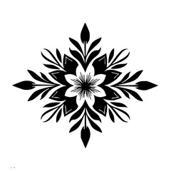 Black and White Floral Mandala Design, Elegant, Minimalist