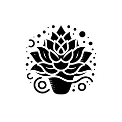 Lotus Flower Logo, Monochrome, Minimalist Design