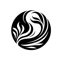 Abstract Floral Circle Design in Black and White