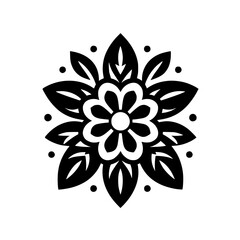 Elegant Black & White Floral Mandala Illustration