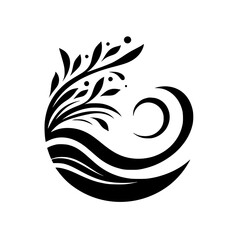 Abstract Black & White Floral Logo Design, Organic Shapes