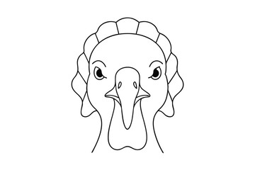 Turkey head outline drawing simple vector illustration perfect for thanksgiving or educational purposes