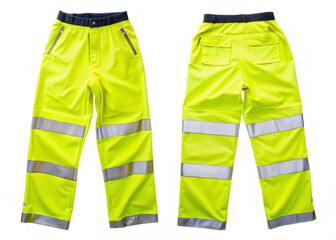 Isolated High-Visibility Reflective Trousers Safety Equipment Concept