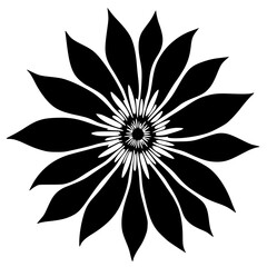Monochrome Floral Mandala, Abstract Design, Elegant Simplicity