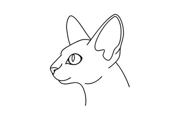 Elegant oriental cat head profile single line art on clean white background stock illustration
