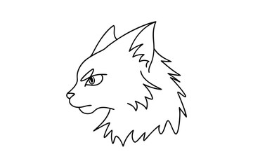 Minimalist line art illustration of a feline head profile with sharp features and intense gaze
