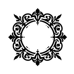 Elegant Black and White Circular Ornament Frame