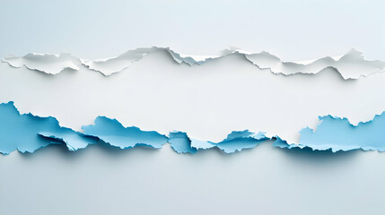 Fototapeta premium Torn Blue and White Paper Background with Ripped Edges