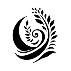 Fototapeta premium Elegant Black and White Floral Swirl Design on White Background