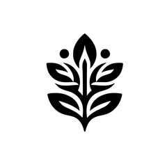 Minimalist Black & White Floral Emblem