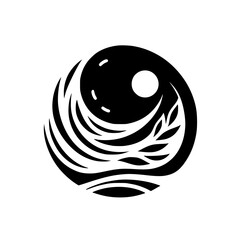 Abstract Yin Yang Symbol with Nature Elements