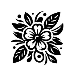 Black and White Floral Ornament: Minimalist Design Element
