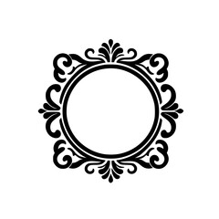Elegant Black and White Ornamental Circular Frame - Vector Design