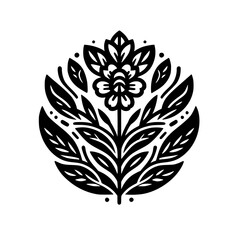 Elegant Black and White Floral Illustration: Decorative Plant Design