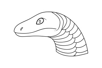 Fototapeta premium Simple line art illustration of a snake head outline black and white vector image