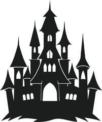 Classic Haunted Castle with Shadowy Towers