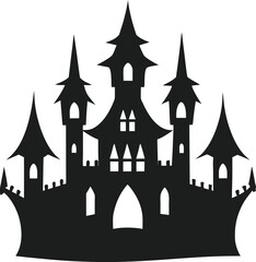 Halloween Black Castle Icon with Gothic Flair