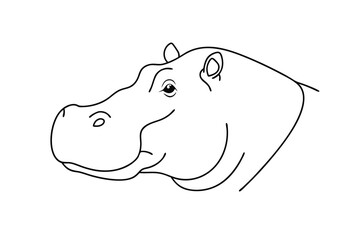 Hippopotamus head outline vector illustration graphic line art drawing simple minimalist style animal illustration for coloring page