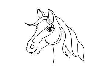 Horse head vector illustration minimalist line art style perfect for coloring pages and graphic design projects