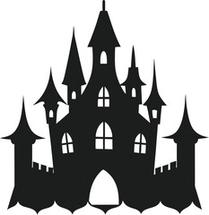 Obraz premium Spooky Castle Silhouette for Halloween Designs