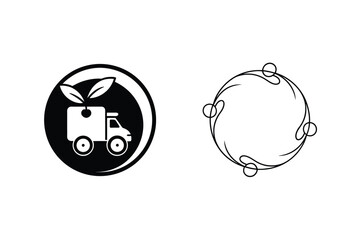Eco Delivery Truck And Floral Frame Vector Graphic Isolated On White